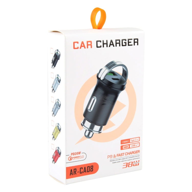 AR-CA08 12W 2A USB-C / Type-C + USB Ports Car Charger (Gold) - Car Charger by PMC TechLife | Online Shopping South Africa | PMC TechLife | Buy Now Pay Later Mobicred
