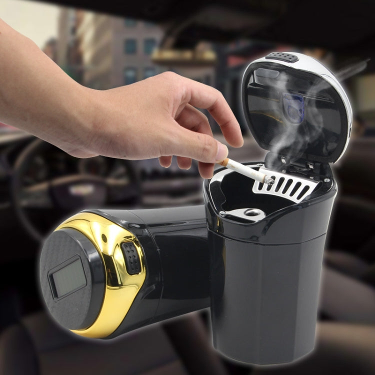 N12B Car Creative Ashtray Solar Power With Light And Cover Car Supplies (Gold) - free shipping - PMC TechLife - Order now!