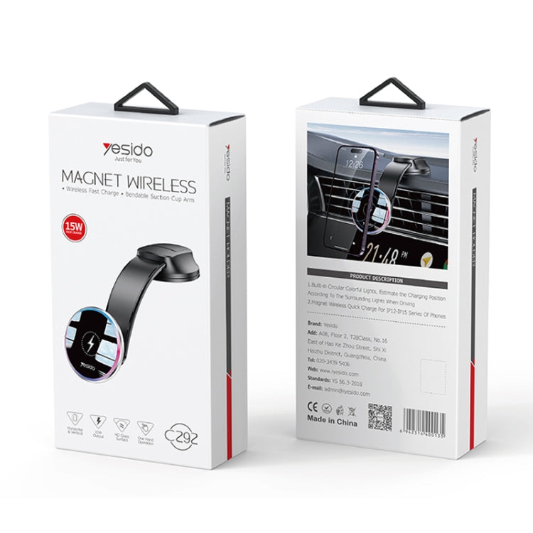 Yesido C292 15W Magnetic Suction Wireless Charging Car Holder - free shipping - PMC TechLife - Order now!