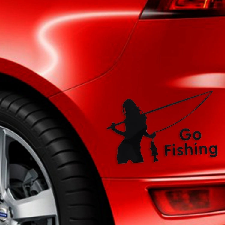 10 PCS Beauty Go Fishing Styling Reflective Car Sticker, Size: 14cm x 8.5cm(Black) - Decorative Sticker by PMC TechLife | Online Shopping South Africa | PMC TechLife | Buy Now Pay Later Mobicred