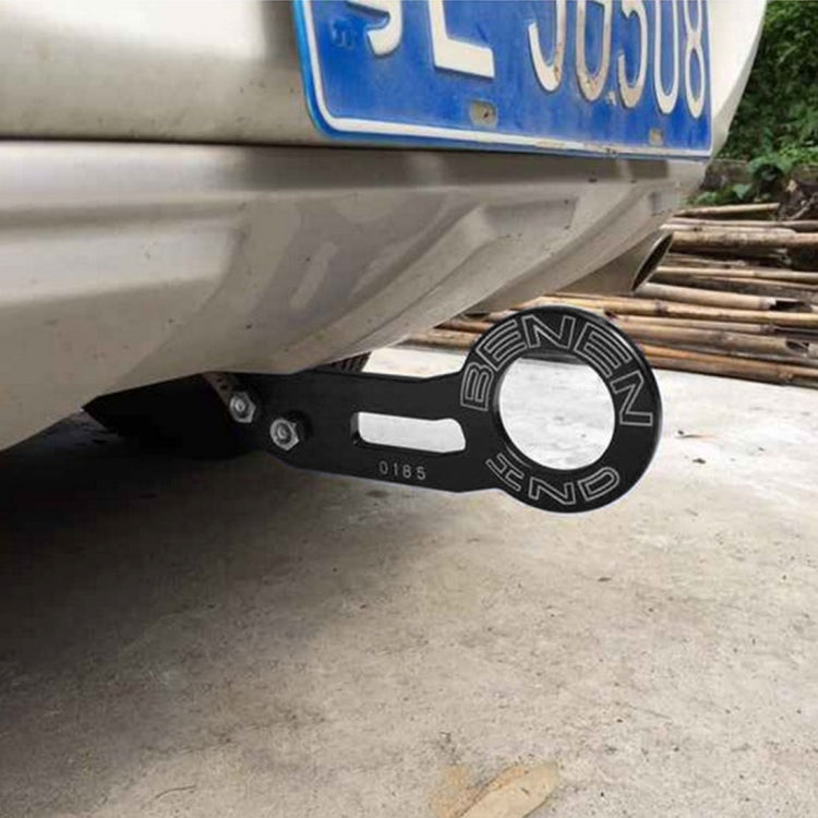 Benen Aluminum Alloy Rear Tow Towing Hook Trailer Ring for Universal Car Auto with Two Screw Holes(Black) - Towing Bars by PMC TechLife | Online Shopping South Africa | PMC TechLife | Buy Now Pay Later Mobicred
