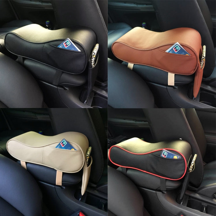 Universal Car PU Leather and Memory Foam Wrapped Armrest Box Car Armrest Box Mat with Phone Holder Storage Bag & Card Slot (Beige) - Stowing Tidying by PMC Jewellery | Online Shopping South Africa | PMC Jewellery | Buy Now Pay Later Mobicred