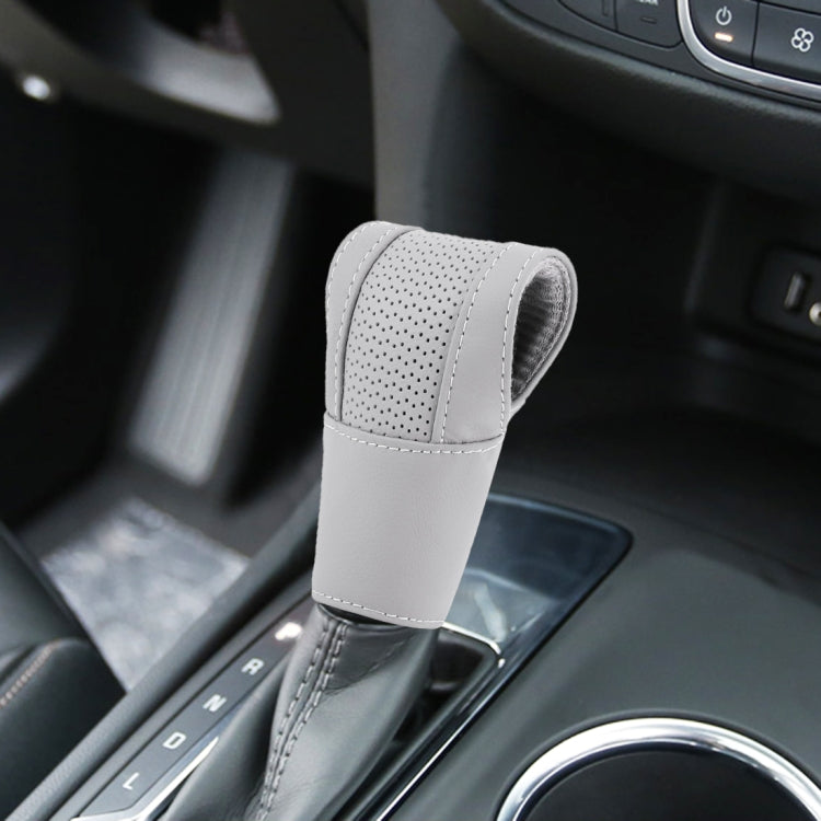 Universal Nonslip Breathable Genuine Leather Car Gear Shift Knob Cover(Grey) - Shift Knob by PMC TechLife | Online Shopping South Africa | PMC TechLife | Buy Now Pay Later Mobicred