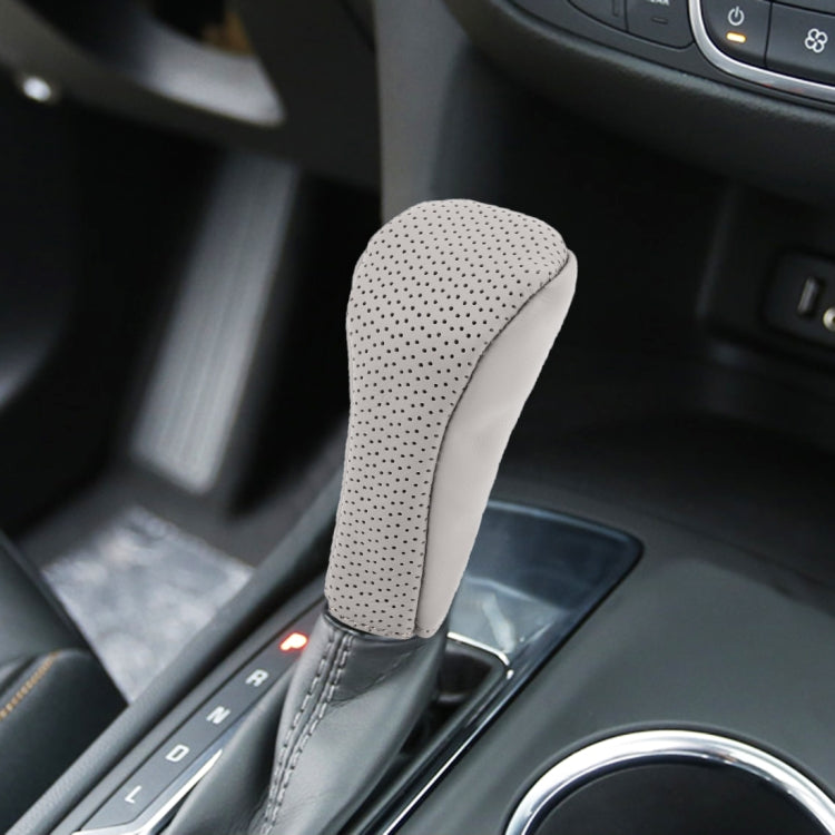 Universal Nonslip Breathable Genuine Leather Car Gear Shift Knob Cover(Grey) - Shift Knob by PMC TechLife | Online Shopping South Africa | PMC TechLife | Buy Now Pay Later Mobicred