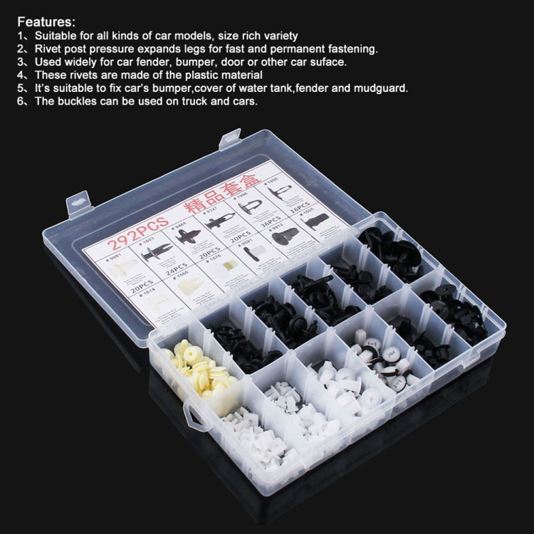 292 PCS Car Retainer Clips Assortment Car Panel Trim Plastic Fasteners Rivet Clips Set - Nuts & Bolts by PMC TechLife | Online Shopping South Africa | PMC TechLife | Buy Now Pay Later Mobicred