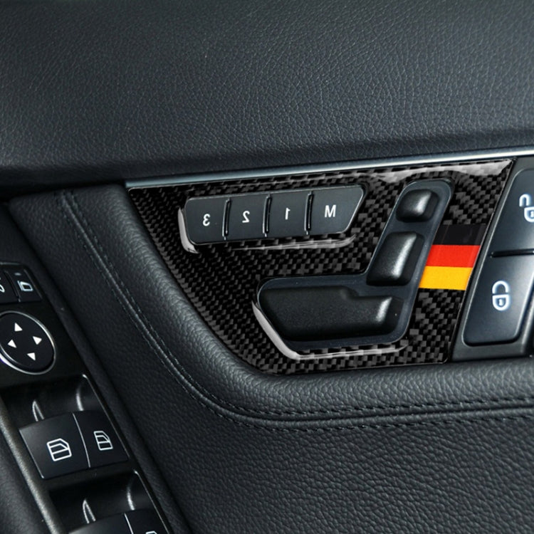 2 PCS German Flag Car Carbon Fiber Right Drive Seat Adjustment Panel Decorative Sticker for Mercedes-Benz W204 2007-2013 - Car Interior Mouldings by PMC Jewellery | Online Shopping South Africa | PMC Jewellery | Buy Now Pay Later Mobicred