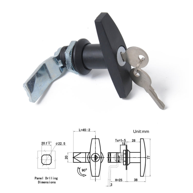 T Shape Handle Paddle Entry Door Latch & Keys Tool Box Lock for Trailer / Yacht / Truck (Black) - Locks & Hasps by PMC TechLife | Online Shopping South Africa | PMC TechLife | Buy Now Pay Later Mobicred
