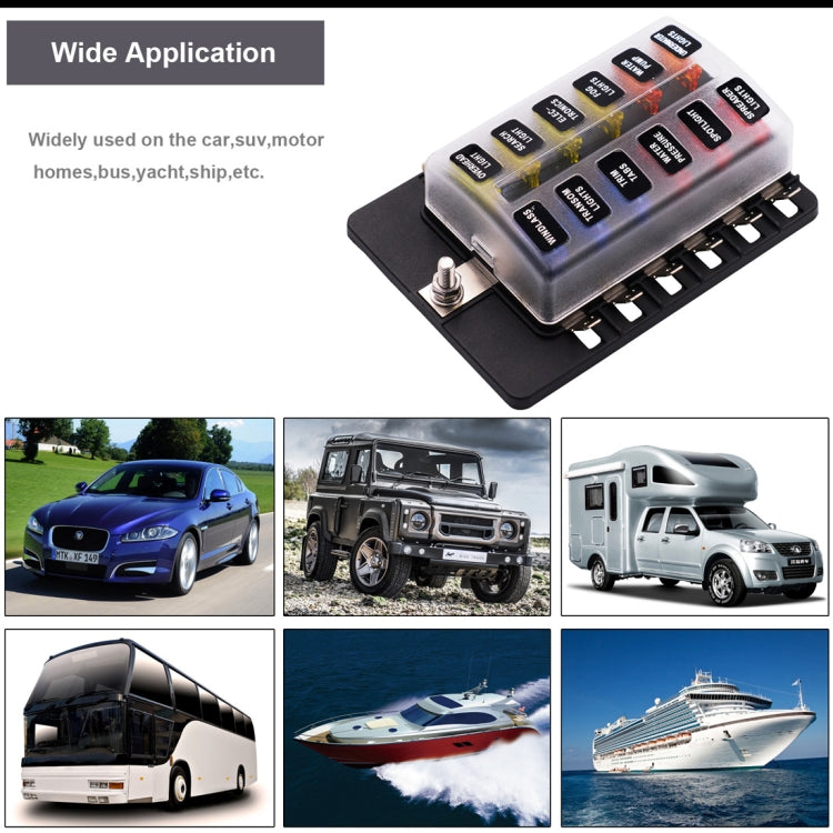 1 in 12 Out Fuse Box PC Terminal Block Fuse Holder Kits with LED Warning Indicator for Auto Car Truck Boat - Fuse by PMC TechLife | Online Shopping South Africa | PMC TechLife | Buy Now Pay Later Mobicred