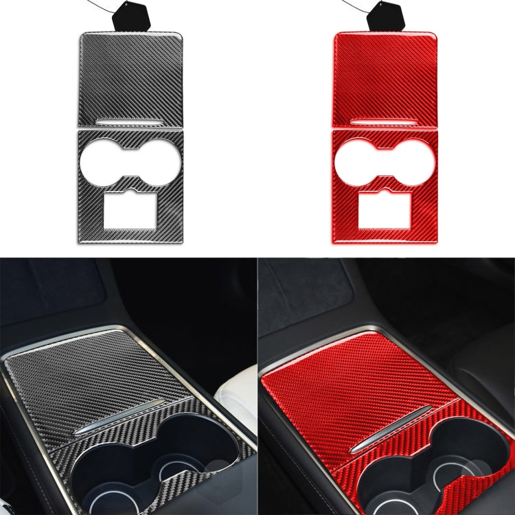 For Tesla Model 3 2017-2022 / Model Y 2000- Car Carbon Fiber Central Control Decorative Sticker (Red) - Car Interior Mouldings by PMC TechLife | Online Shopping South Africa | PMC TechLife | Buy Now Pay Later Mobicred