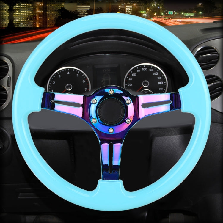 Car Colorful Modified Racing Sport Horn Button Steering Wheel, Diameter: 35cm(Sky Blue) - Steering Wheel Accessories by PMC TechLife | Online Shopping South Africa | PMC TechLife | Buy Now Pay Later Mobicred