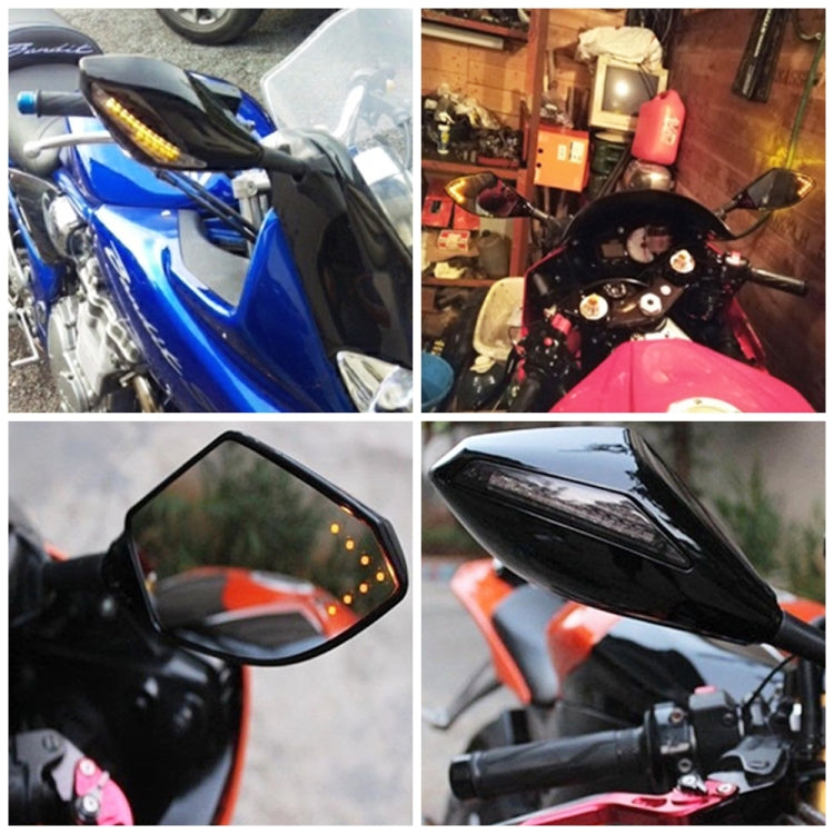 Motorcycle Modified Rear View Mirror Set with Light for Kawasaki (Carbon Fiber Black) - Side Mirrors by PMC TechLife | Online Shopping South Africa | PMC TechLife | Buy Now Pay Later Mobicred