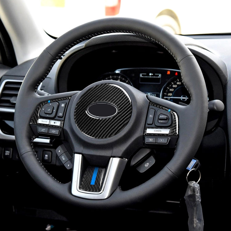 4 in 1 Car Carbon Fiber Blue Steering Wheel Button Decorative Sticker for Subaru Forester 2016-2018, Left and Right Drive Universal - Car Interior Mouldings by PMC TechLife | Online Shopping South Africa | PMC TechLife | Buy Now Pay Later Mobicred