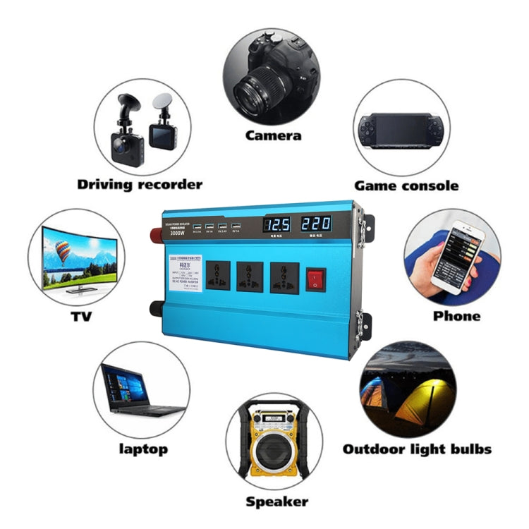 Carmaer 48V to 220V 3000W Intelligent Fan Car Double Digital Display Inverter Household Power Converter - Modified Square Wave by PMC TechLife | Online Shopping South Africa | PMC TechLife | Buy Now Pay Later Mobicred