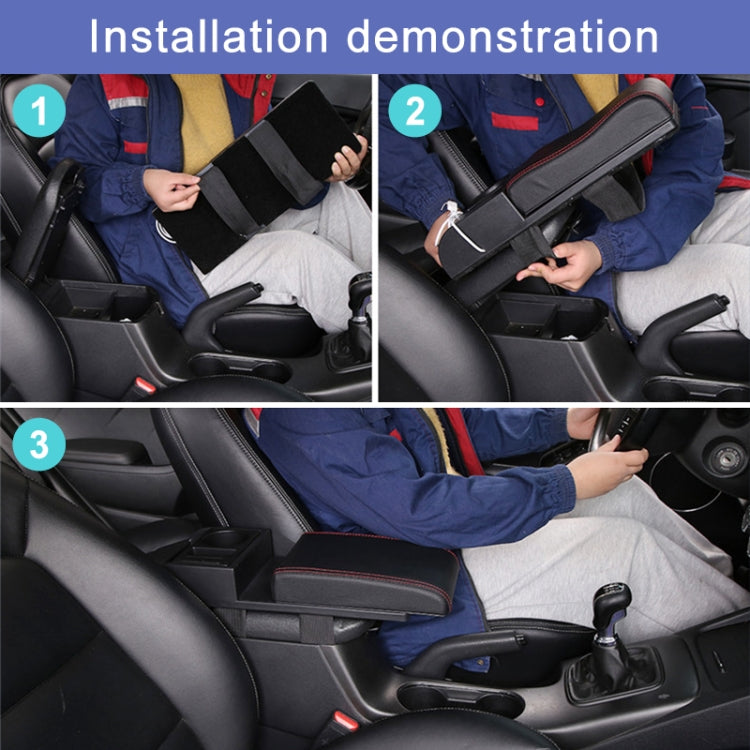 Car Multi-functional Dual USB Armrest Box Booster Pad, Microfiber Leather Curved Type (Black) - free shipping - PMC TechLife - Order now!