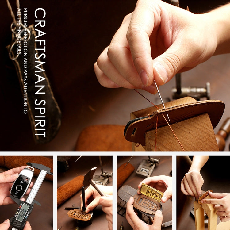 Hallmo Car Genuine Leather Key Protective Cover for Jeep Compass 5-button(Black) - Car Key Cases by Hallmo | Online Shopping South Africa | PMC TechLife | Buy Now Pay Later Mobicred