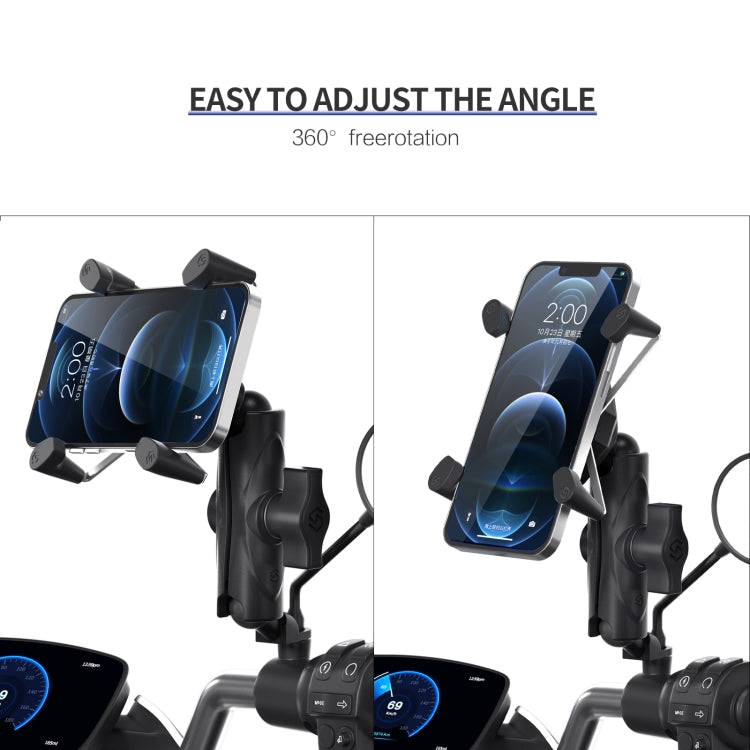 ZH-1558B1 Motorcycle Rear Mirror X-shape Aluminum Alloy Phone Holder - Holder by PMC TechLife | Online Shopping South Africa | PMC TechLife | Buy Now Pay Later Mobicred