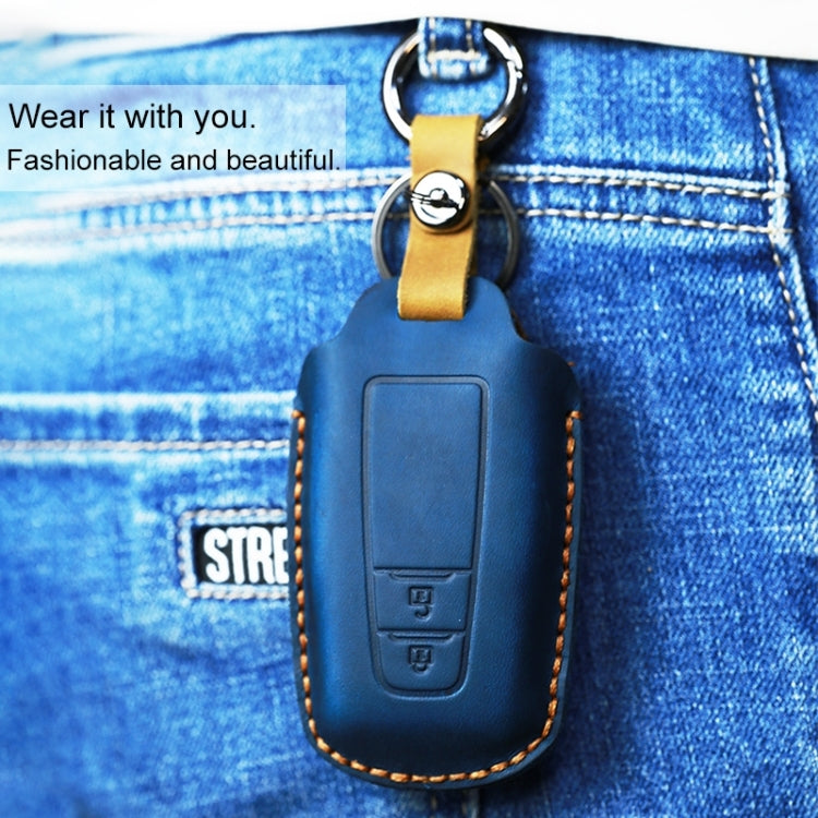 For Toyota Car Cowhide Leather Key Protective Cover Key Case, Two Keys Version(Blue) - free shipping - PMC Jewellery - Order now!