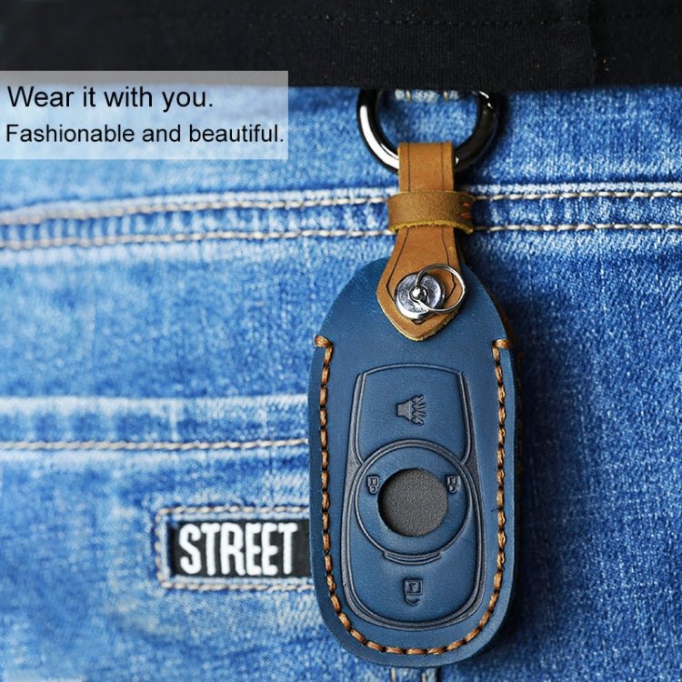 For Buick Car Cowhide Leather Key Protective Cover Key Case, Four Keys Version (Blue) - Car Key Cases by PMC TechLife | Online Shopping South Africa | PMC TechLife | Buy Now Pay Later Mobicred