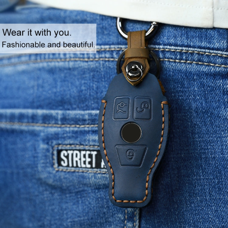 For Mercedes-Benz Old Style Car Cowhide Leather Key Protective Cover Key Case (Red) - Car Key Cases by PMC TechLife | Online Shopping South Africa | PMC TechLife | Buy Now Pay Later Mobicred