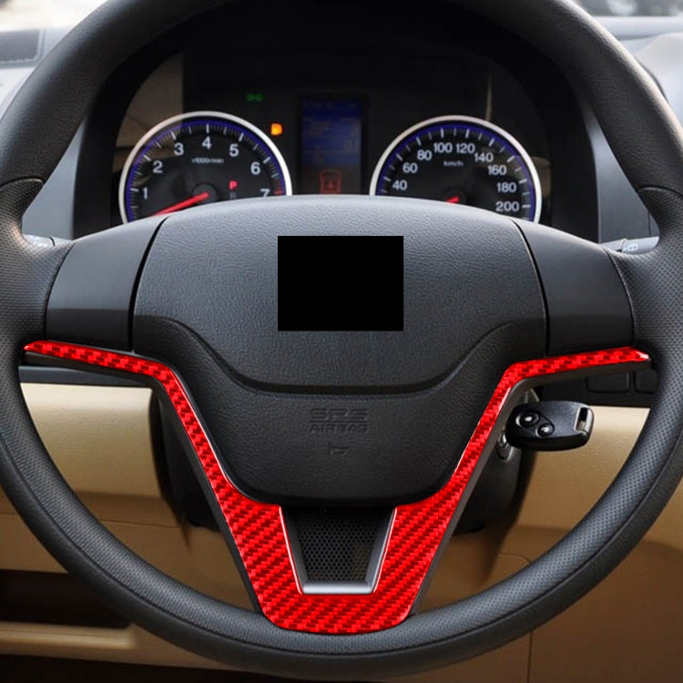 For Honda CRV 2007-2011 Carbon Fiber Car Steering Wheel Decorative Sticker, Left Drive (Red) - Car Interior Mouldings by PMC TechLife | Online Shopping South Africa | PMC TechLife | Buy Now Pay Later Mobicred
