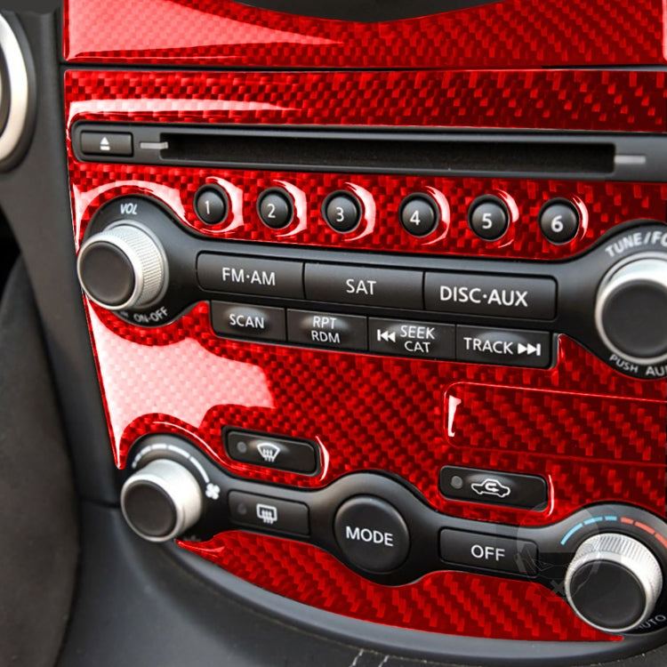 5 in 1 Car Carbon Fiber Air Conditioning Adjustment Panel Decorative Sticker for Nissan 370Z / Z34 2009-, Left and Right Drive Universal (Red) - Car Interior Mouldings by PMC TechLife | Online Shopping South Africa | PMC TechLife | Buy Now Pay Later Mobicred