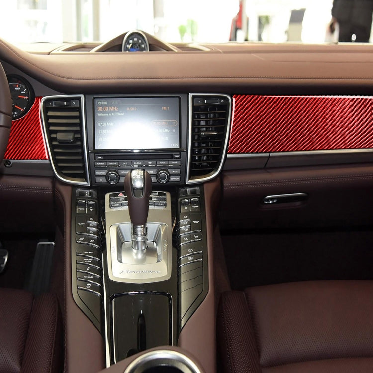 Car Carbon Fiber Central Control Instrument Decorative Sticker for Porsche Panamera, Left Drive (Red) - Car Interior Mouldings by PMC TechLife | Online Shopping South Africa | PMC TechLife | Buy Now Pay Later Mobicred