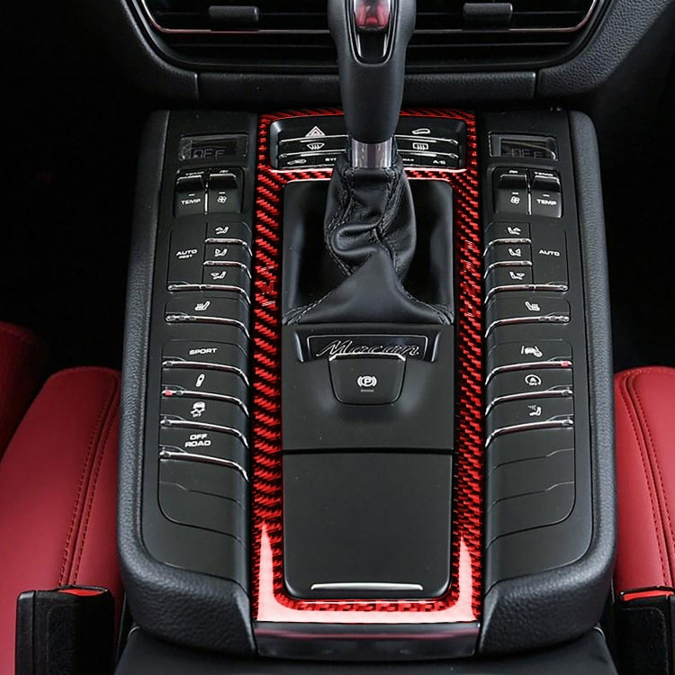 Car Carbon Fiber Gear Panel Decorative Sticker for Porsche Macan 2014-2021, Left and Right Drive Universal(Red) - Car Interior Mouldings by PMC TechLife | Online Shopping South Africa | PMC TechLife | Buy Now Pay Later Mobicred
