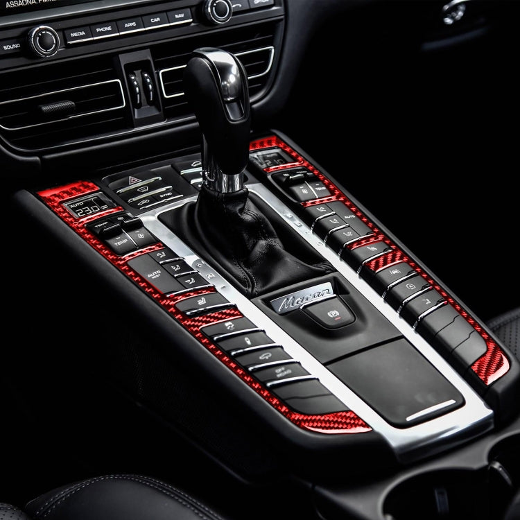 Car Carbon Fiber Gear Button Frame Decorative Sticker for Porsche Macan 2014-2021, Left and Right Drive Universal (Red) - Car Interior Mouldings by PMC TechLife | Online Shopping South Africa | PMC TechLife | Buy Now Pay Later Mobicred