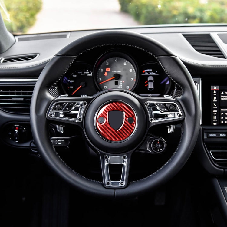 Car Carbon Fiber Steering Wheel Decorative Sticker for Porsche Macan 2014-2021, Left and Right Drive Universal (Red) - Car Interior Mouldings by PMC Jewellery | Online Shopping South Africa | PMC Jewellery | Buy Now Pay Later Mobicred