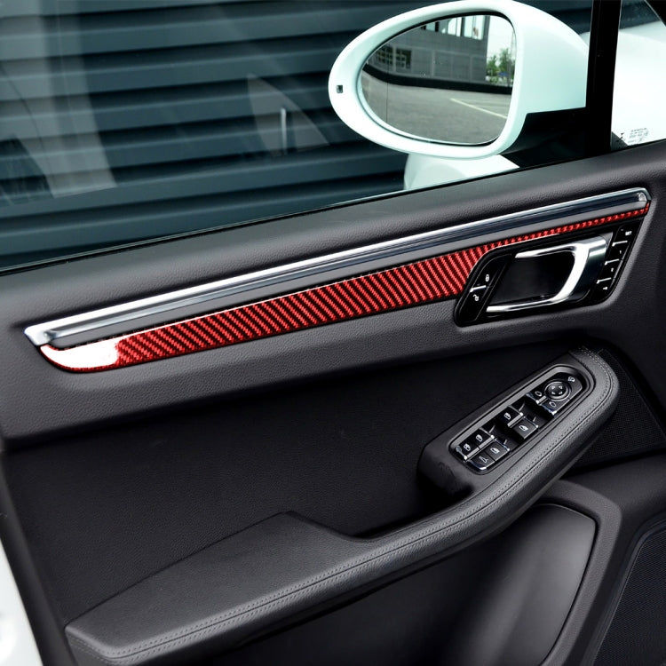 Car Carbon Fiber Door Panel Decorative Sticker for Porsche Macan 2014-2021, Left and Right Drive Universal (Red) - free shipping - PMC TechLife - Order now!