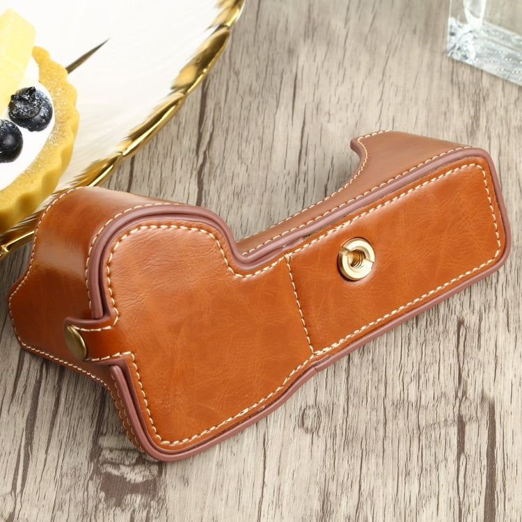 1/4 inch Thread PU Leather Camera Half Case Base for Sony ILCE-7RM4 / A7RM4 / A7R IV (Brown) - free shipping - PMC TechLife - Order now!