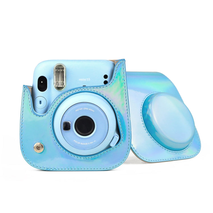 Aurora Color Leather Case Full Body Camera Bag with Shoulder Strap for FUJIFILM Instax mini 11(Blue) - Leather Bag by PMC TechLife | Online Shopping South Africa | PMC TechLife | Buy Now Pay Later Mobicred