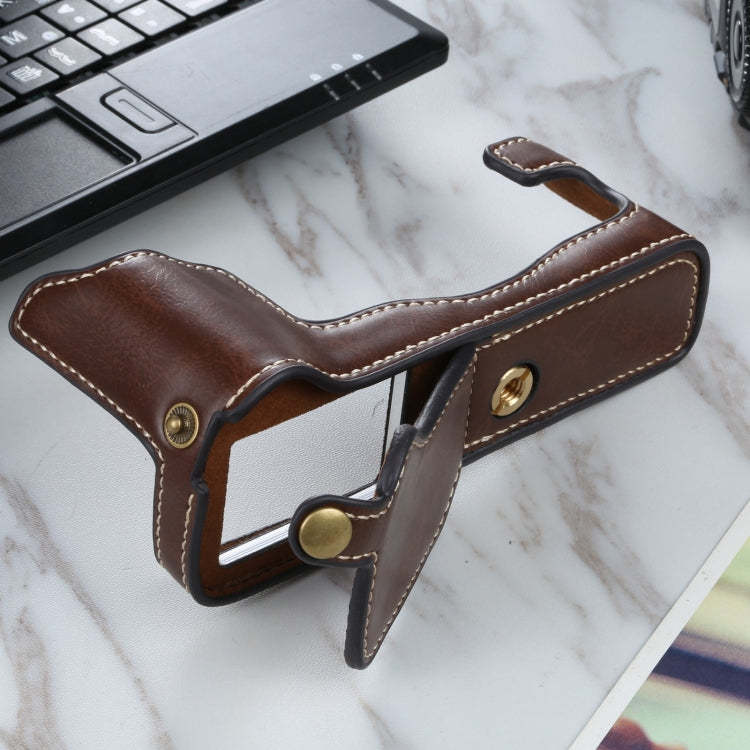 1/4 inch Thread PU Leather Camera Half Case Base for FUJIFILM X-T3/X-T2(Coffee) - Half Case by PMC TechLife | Online Shopping South Africa | PMC TechLife | Buy Now Pay Later Mobicred