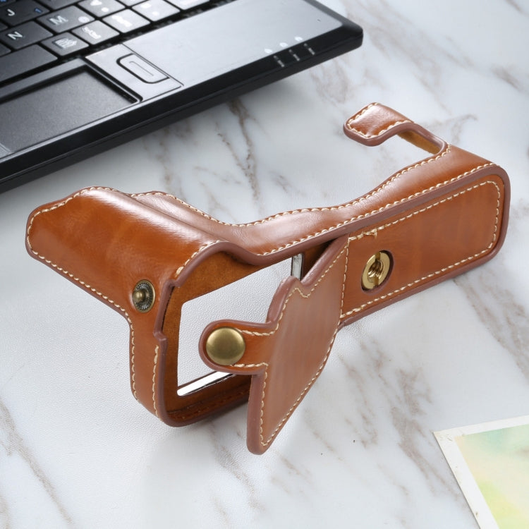 1/4 inch Thread PU Leather Camera Half Case Base for FUJIFILM X-T3/X-T2(Brown) - Half Case by PMC TechLife | Online Shopping South Africa | PMC TechLife | Buy Now Pay Later Mobicred