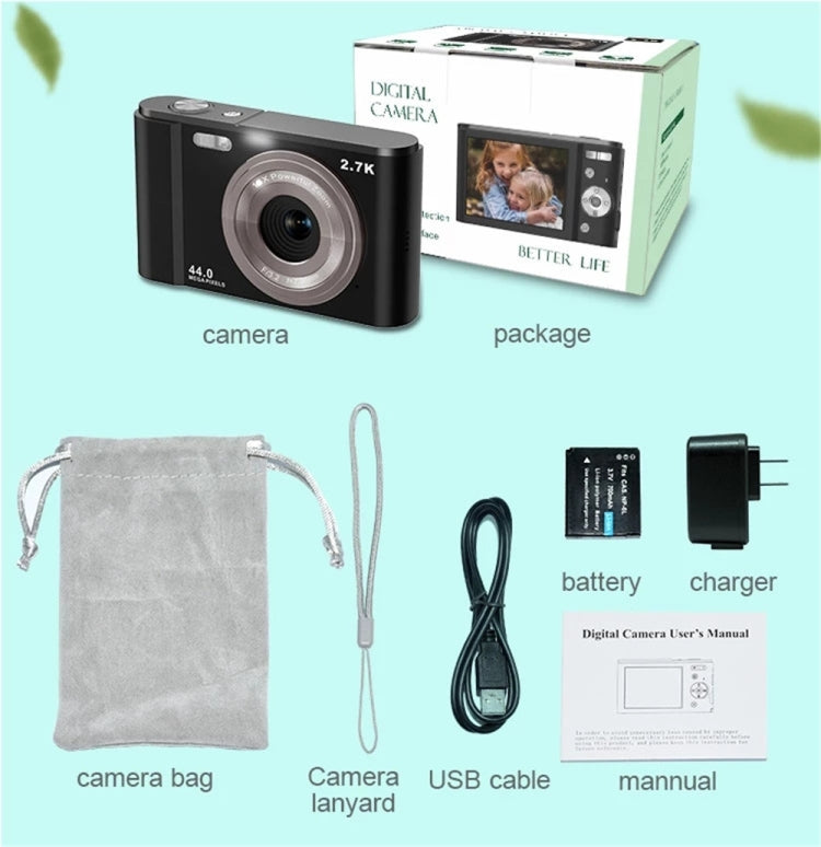 DC302 2.88 inch 44MP 16X Zoom 2.7K Full HD Digital Camera Children Card Camera, AU Plug (Black) - Children Cameras by PMC TechLife | Online Shopping South Africa | PMC TechLife | Buy Now Pay Later Mobicred