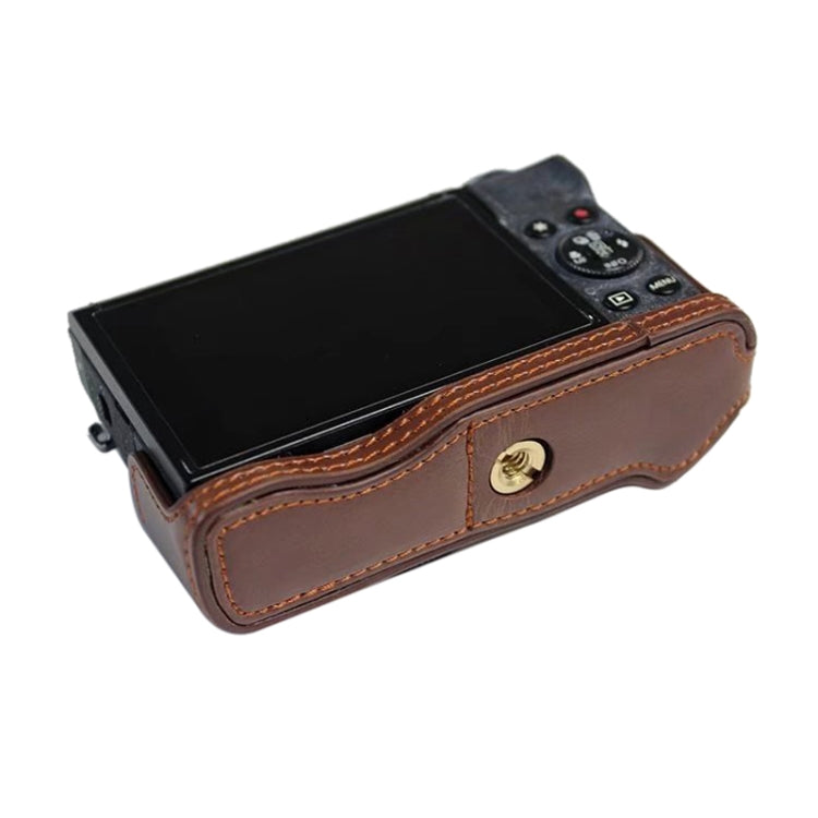1/4 inch Thread PU Leather Camera Half Case Base for Canon G7 X Mark III / G7 X3 (Coffee) - Half Case by PMC TechLife | Online Shopping South Africa | PMC TechLife | Buy Now Pay Later Mobicred