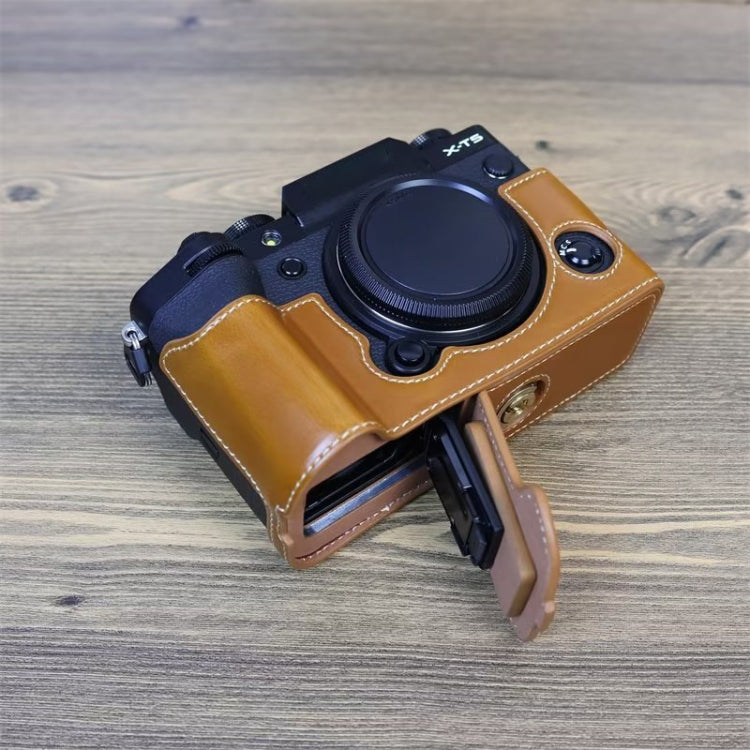 For FUJIFILM X-T5 1/4 inch Thread PU Leather Camera Half Case Base (Brown) - Half Case by PMC TechLife | Online Shopping South Africa | PMC TechLife | Buy Now Pay Later Mobicred