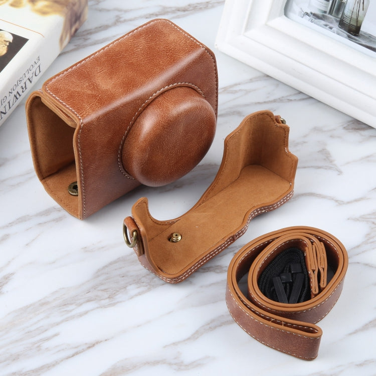 For Sony ZV-1F Vlog Camera Full Body Magnetic Leather Camera Case Bag with Strap(Brown) - Leather Bag by PMC TechLife | Online Shopping South Africa | PMC TechLife | Buy Now Pay Later Mobicred