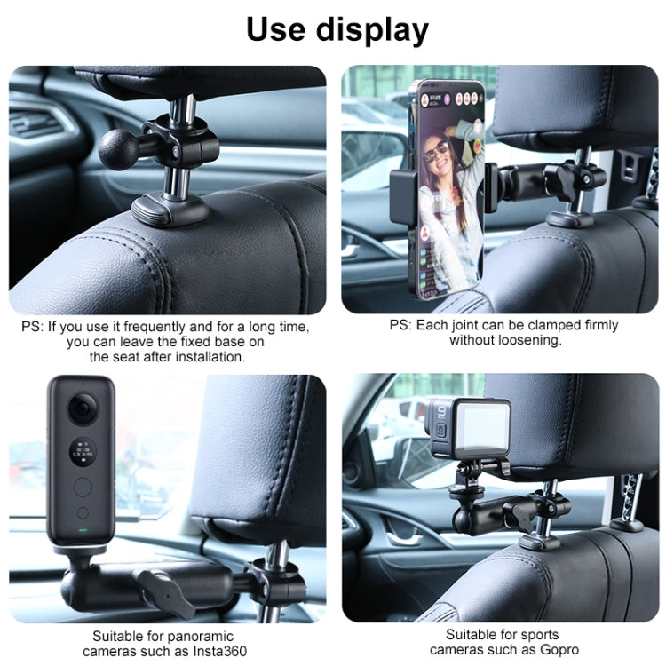 25mm Ballhead Car Front Seat Handlebar Fixed Mount Holder with Tripod Adapter & Screw & Phone Clamp & Anti-lost Silicone Case for GoPro, Insta360, DJI and Other Action Cameras - Connection Mount by PMC TechLife | Online Shopping South Africa | PMC TechLife | Buy Now Pay Later Mobicred
