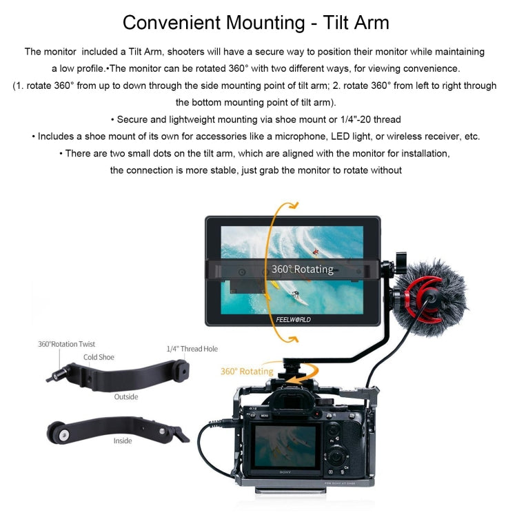 FEELWORLD SH7 7-inch Ultra Bright 2200nit On-camera Monitor SDI HDMI Cross Conversion (Black) - free shipping - PMC TechLife - Order now!