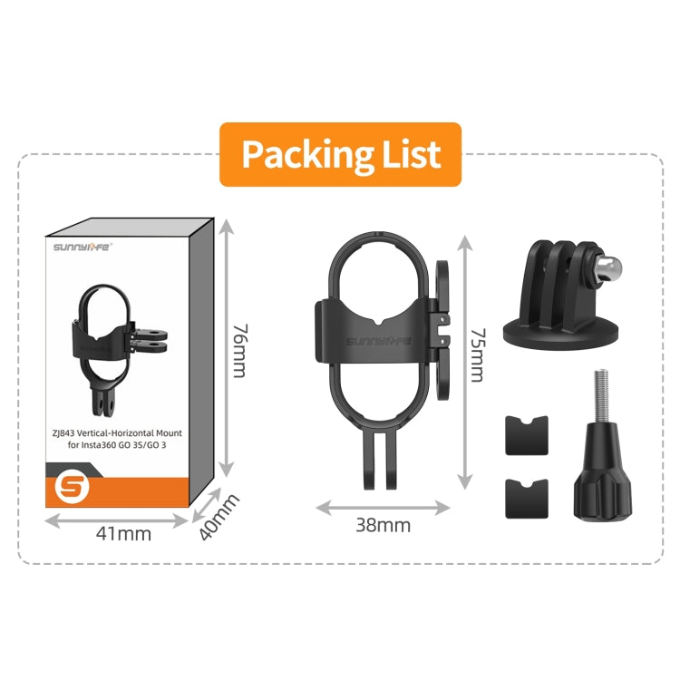 For Insta360 GO 3S / GO 3 Sunnylife Foldable Vertical-Horizontal Mount Adapter Protective Frame Brackets Housing Case (Black) - free shipping - PMC TechLife - Order now!