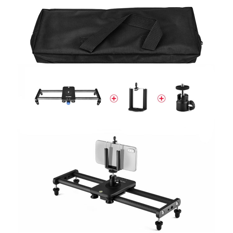 YELANGU L140T-A 40cm Carbon Fiber Slide Rail Track with Phone Clamp & BallHead Adapter for Smartphones (Black) - free shipping - PMC TechLife - Order now!