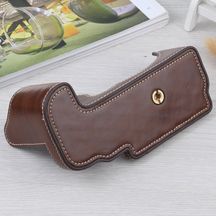 1/4 inch Thread PU Leather Camera Half Case Base for FUJIFILM GFX 50S (Coffee) - free shipping - PMC TechLife - Order now!