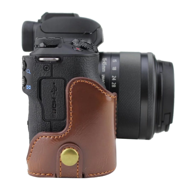 1/4 inch Thread PU Leather Camera Half Case Base for Canon EOS M50 / M50 Mark II (Coffee) - free shipping - PMC TechLife - Order now!