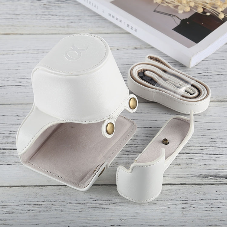 Full Body Camera PU Leather Case Bag with Strap for Sony A5100 / A5000 / NEX-3N (16-50mm / 40.5mm Lens) (White) - free shipping - PMC TechLife - Order now!