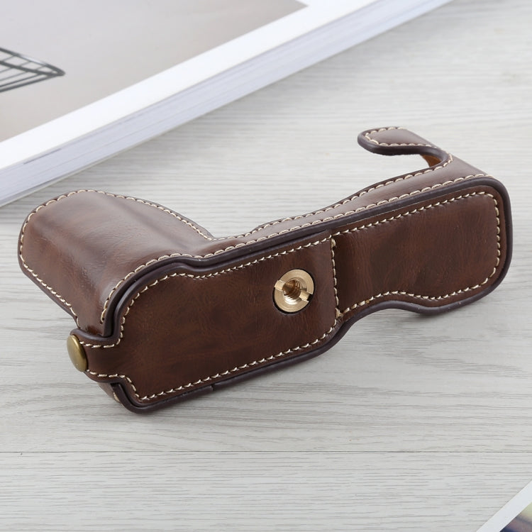 1/4 inch Thread PU Leather Camera Half Case Base for FUJIFILM X-A5 / X-A20(Coffee) - free shipping - PMC TechLife - Order now!