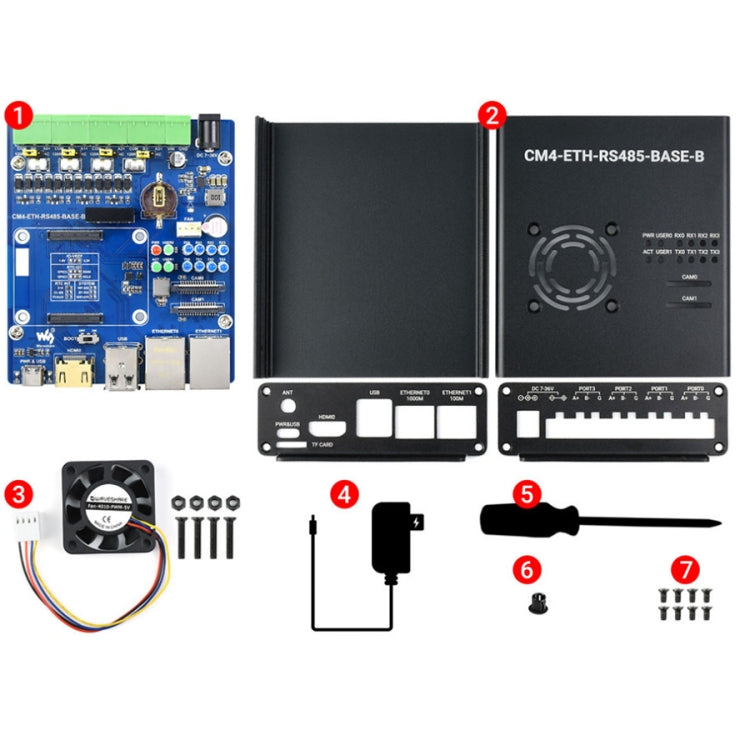 Waveshare Dual ETH Mini-Computer for Raspberry Pi CM4, Gigabit Ethernet, 4CH Isolated RS485(EU Plug) - free shipping - PMC Jewellery - Order now!