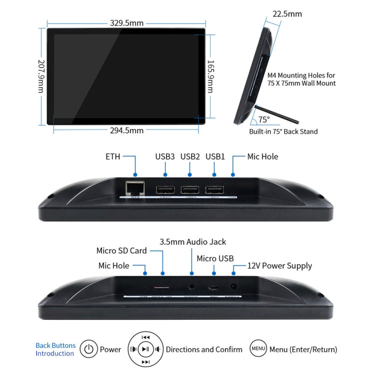 Waveshare 13.3 inch Magic Mirror, Voice Assistant, Touch Control(EU Plug) - free shipping - PMC Jewellery - Order now!