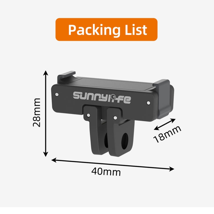 Sunnylife AD691 Magnetic Adapter Mount for DJI Action 2 / Osmo Action 3 / 4 (Black) - by Sunnylife | Online Shopping South Africa | PMC TechLife | Buy Now Pay Later Mobicred