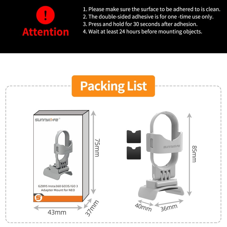 For DJI Neo / Insta360 GO 3S / GO 3 Sunnylife Drone Expansion Mount Action Camera Holder Adapter (Grey) - free shipping - PMC TechLife - Order now!